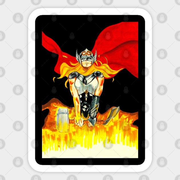 thunder goddess in fire Sticker by jorge_lebeau